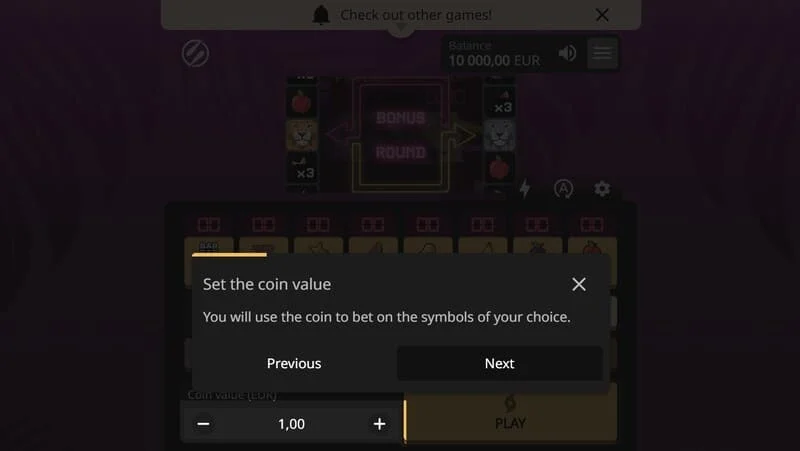 Lion Zama Fruits Bonus Spins - стартиране на Bonus Spins, характерния режим на серията